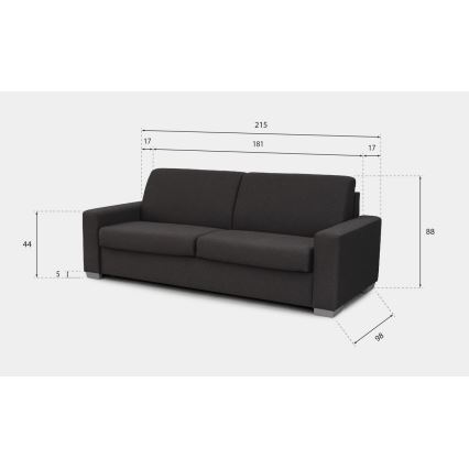 LEKA kihúzható háromszemélyes kanapé mindennapi alváshoz, barna