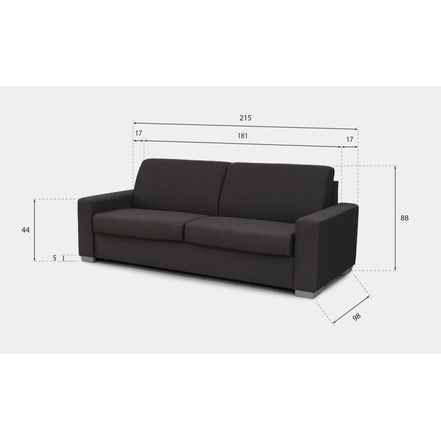 LEKA kihúzható háromszemélyes kanapé mindennapi alváshoz, barna