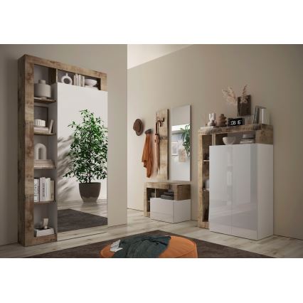 LENOR gardróbszekrény 91x209 cm fehér/barna