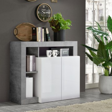 LENOR komód fehér/szürke betonhatású