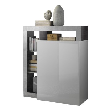 LENOR komód fehér/szürke, betonhatású