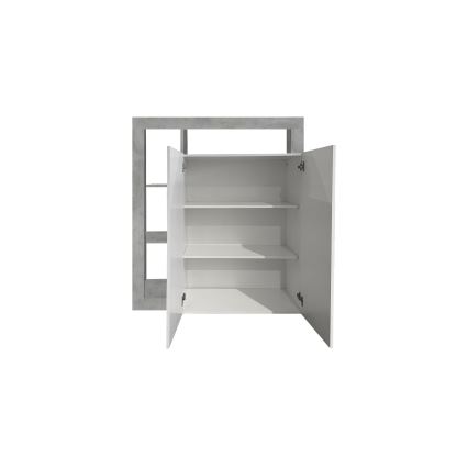 LENOR komód fehér/szürke, betonhatású