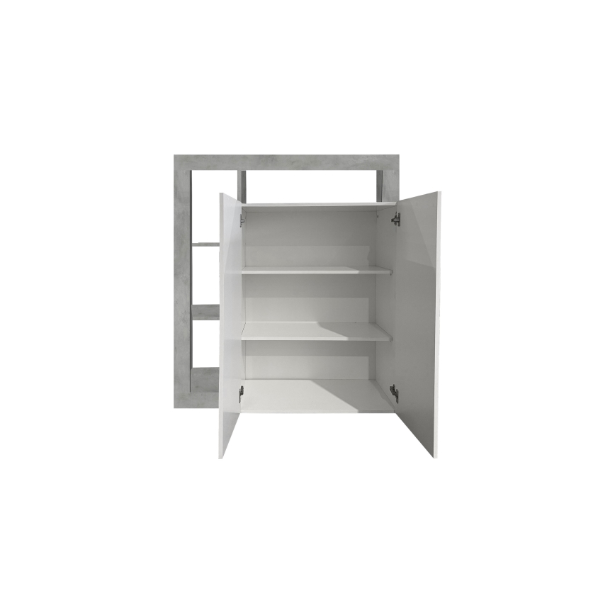 LENOR komód fehér/szürke, betonhatású