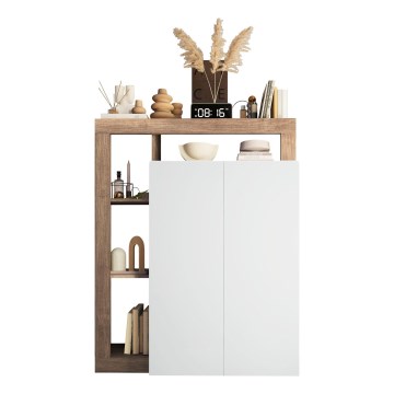 LENOR szekrény, fehér/világos tölgy