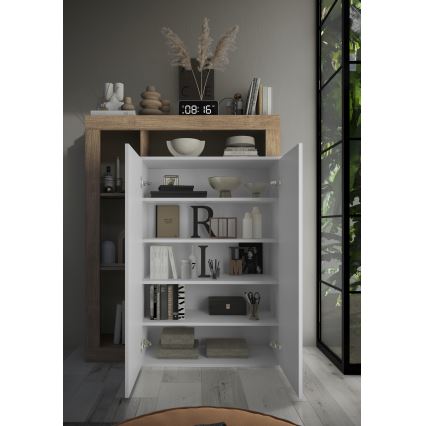 LENOR szekrény, fehér/világos tölgy