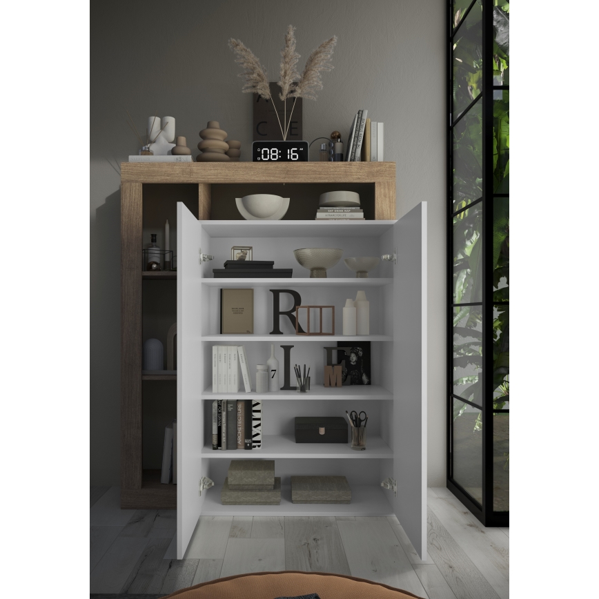 LENOR szekrény, fehér/világos tölgy