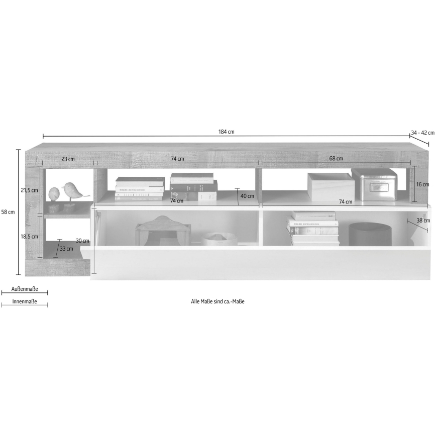 LENOR TV-állvány fehér/barna