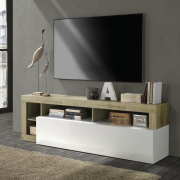 LENOR TV-állvány fehér/világos tölgy