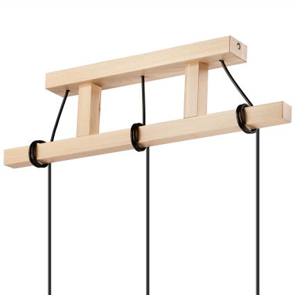 Leon függeszték 3xE27/60W/230V bükk kötéllel