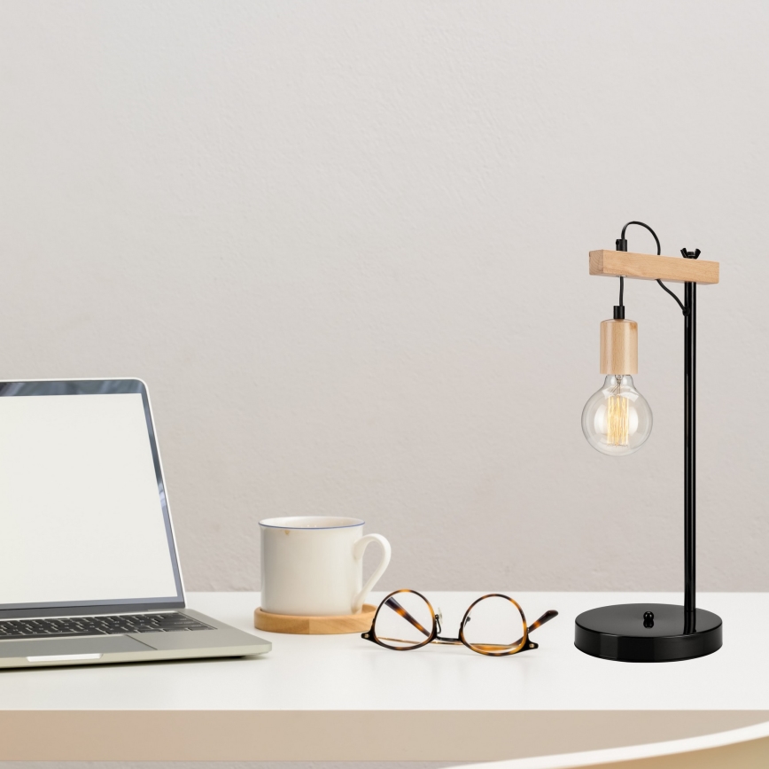 Asztali lámpa LEON 1xE27/60W/230V bükk