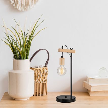 Asztali lámpa LEON 1xE27/60W/230V bükk