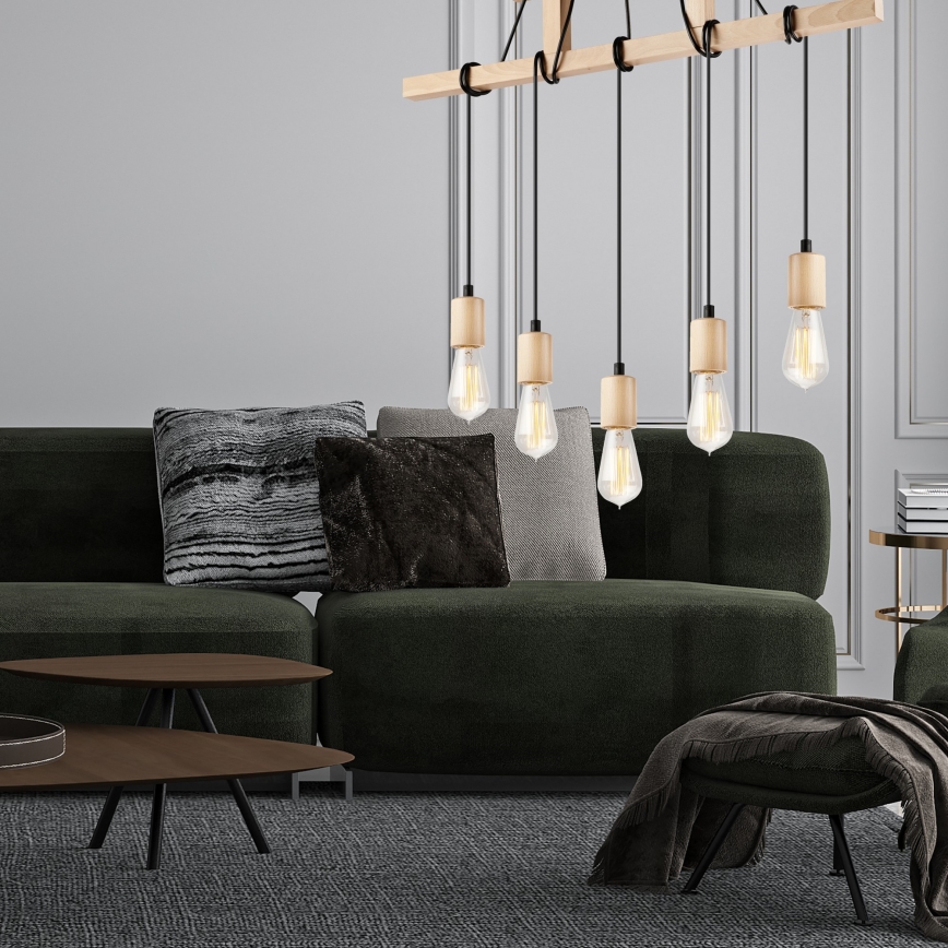 Leon függeszték 5xE27/60W/230V bükk kábellel