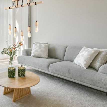 Leon függeszték 5xE27/60W/230V bükk kábellel