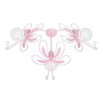 LEPKE gyerek mennyezeti lámpa 3xE27/60W rózsaszín