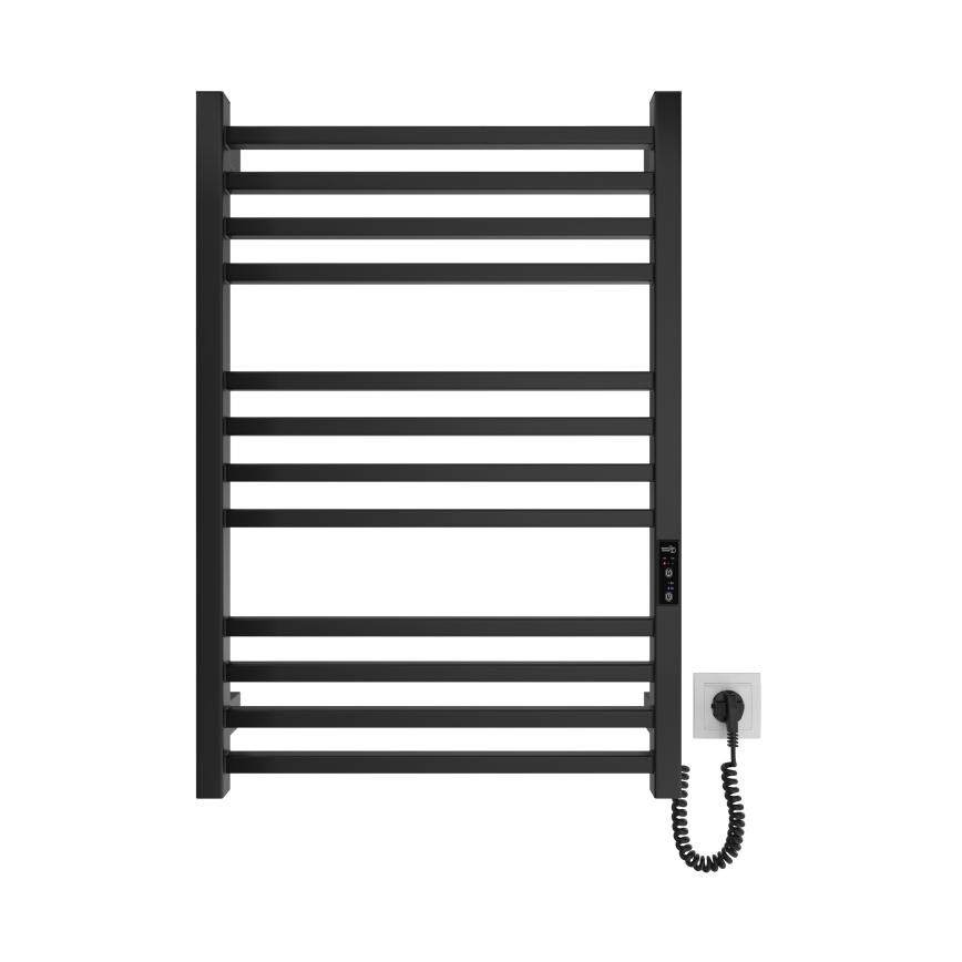Létrás fürdőszobai törölközőszárító radiátor HF LONDON 165 W/230 V 77x53 cm fekete, jobb oldali