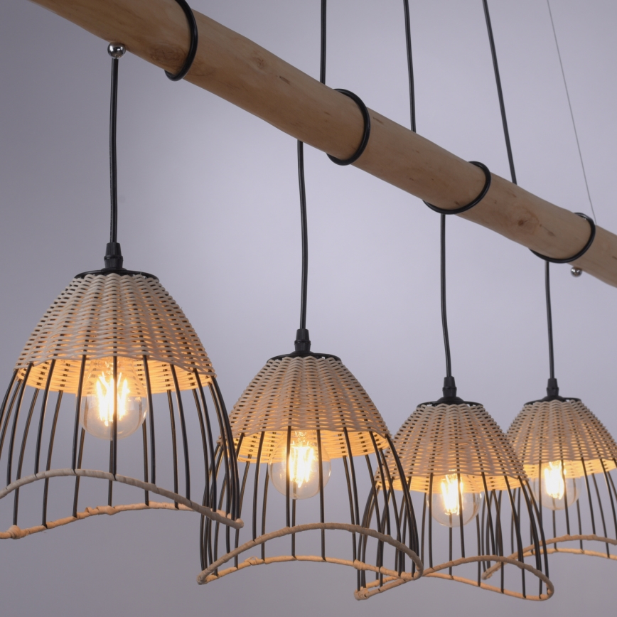 Leuchten Direkt 11156-79 - Csillár zsinóron REED 4xE27/60W/230V Eukaliptusz