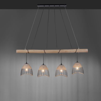 Leuchten Direkt 11156-79 - Csillár zsinóron REED 4xE27/60W/230V Eukaliptusz