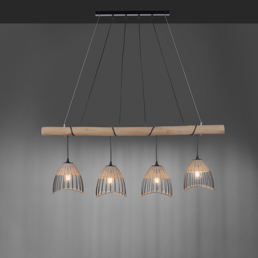 Leuchten Direkt 11156-79 - Csillár zsinóron REED 4xE27/60W/230V Eukaliptusz