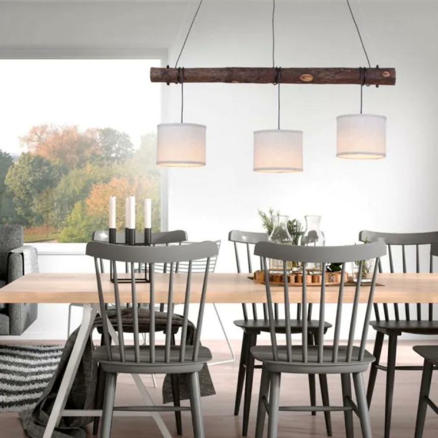 Leuchten Direkt 11238-79 - Csillár zsinóron BARK 3xE27/40W/230V fa