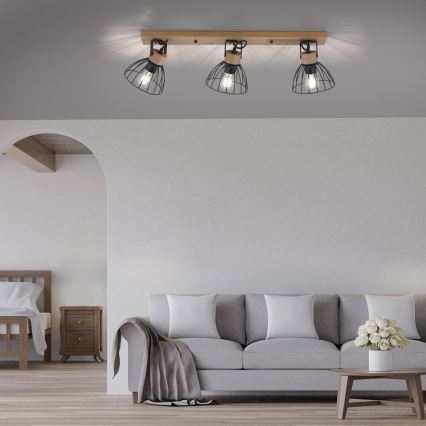 Leuchten Direkt 11418-18 - Spotlámpa LAMI 3xE27/25W/230V akác/fém