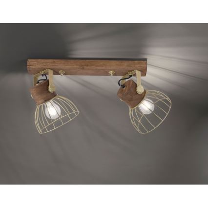 Leuchten Direkt 11487-60 - Spotlámpa ALAMI 2xE27/25W/230V mangó fa