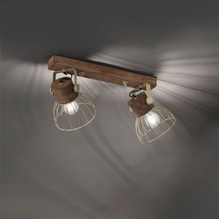 Leuchten Direkt 11487-60 - Spotlámpa ALAMI 2xE27/25W/230V mangó fa