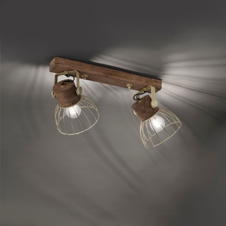 Leuchten Direkt 11487-60 - Spotlámpa ALAMI 2xE27/25W/230V mangó fa