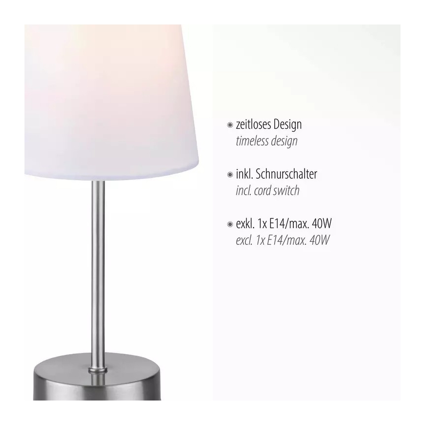Leuchten Direkt 11680-16 - Asztali lámpa HEINRICH 1xE14/40W/230V fehér