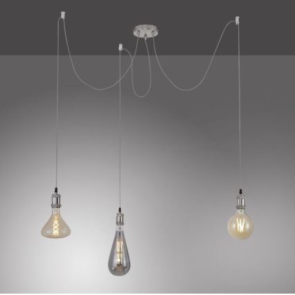 Leuchten Direkt 13571-55 - Csillár zsinóron DIY 3xE27/60W/230V pók matt króm