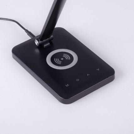 Leuchten Direkt 14415-16 - LED Dimmelhető asztali lámpa vezeték nélküli töltéssel FLORENTINA LED/5W/230V 3000-5000K fekete + USB