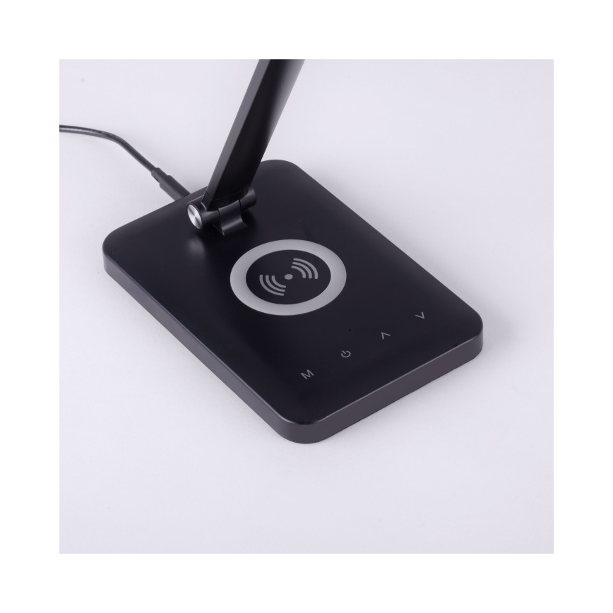 Leuchten Direkt 14415-16 - LED Dimmelhető asztali lámpa vezeték nélküli töltéssel FLORENTINA LED/5W/230V 3000-5000K fekete + USB