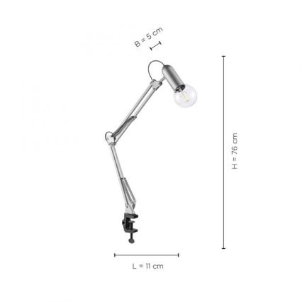 Leuchten Direkt 14773-55 - Csipeszes asztali lámpa TURN ME 1xE27/60W/230V matt króm