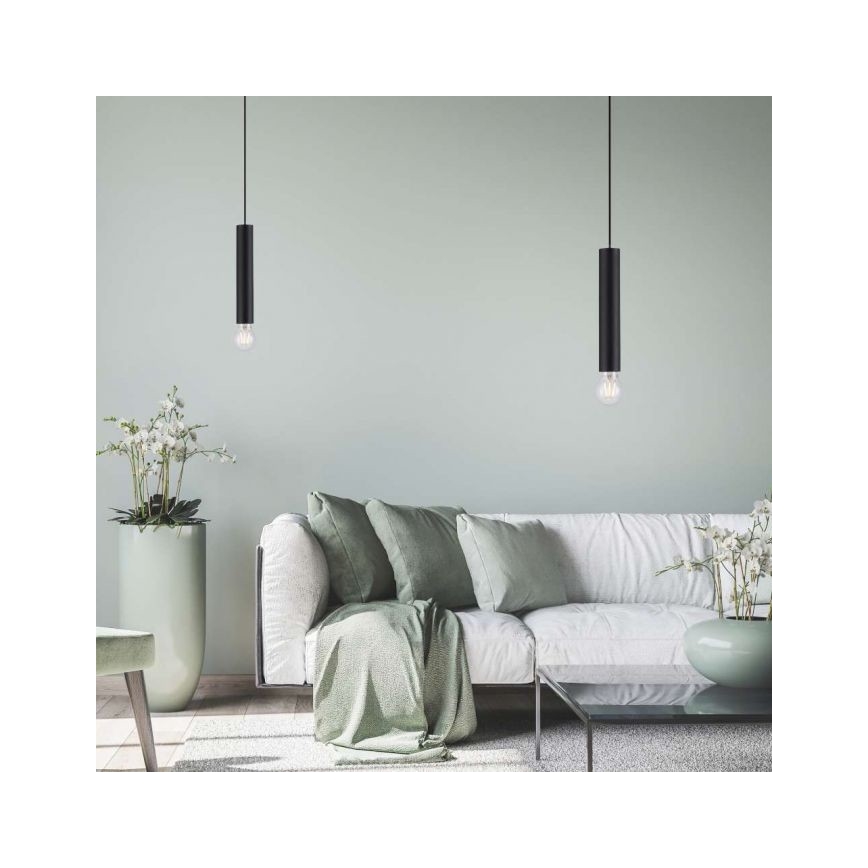 Leuchten Direkt 15617-18 - Csillár zsinóron BRUNA 1xE27/60W/230V fekete