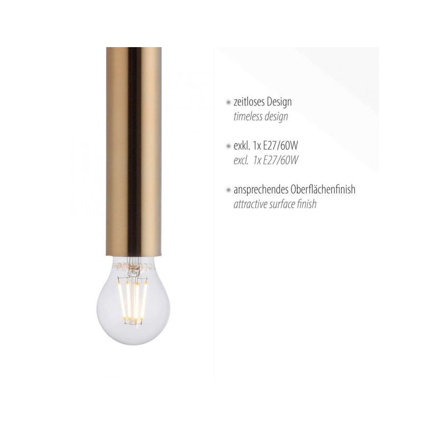Leuchten Direkt 15617-60 - Csillár zsinóron BRUNA 1xE27/60W/230V sárgaréz