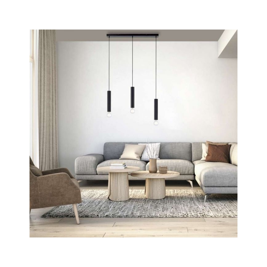 Leuchten Direkt 15618-18 - Csillár zsinóron BRUNA 3xE27/60W/230V fekete