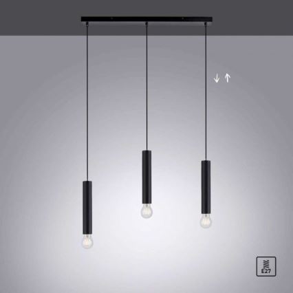 Leuchten Direkt 15618-18 - Csillár zsinóron BRUNA 3xE27/60W/230V fekete
