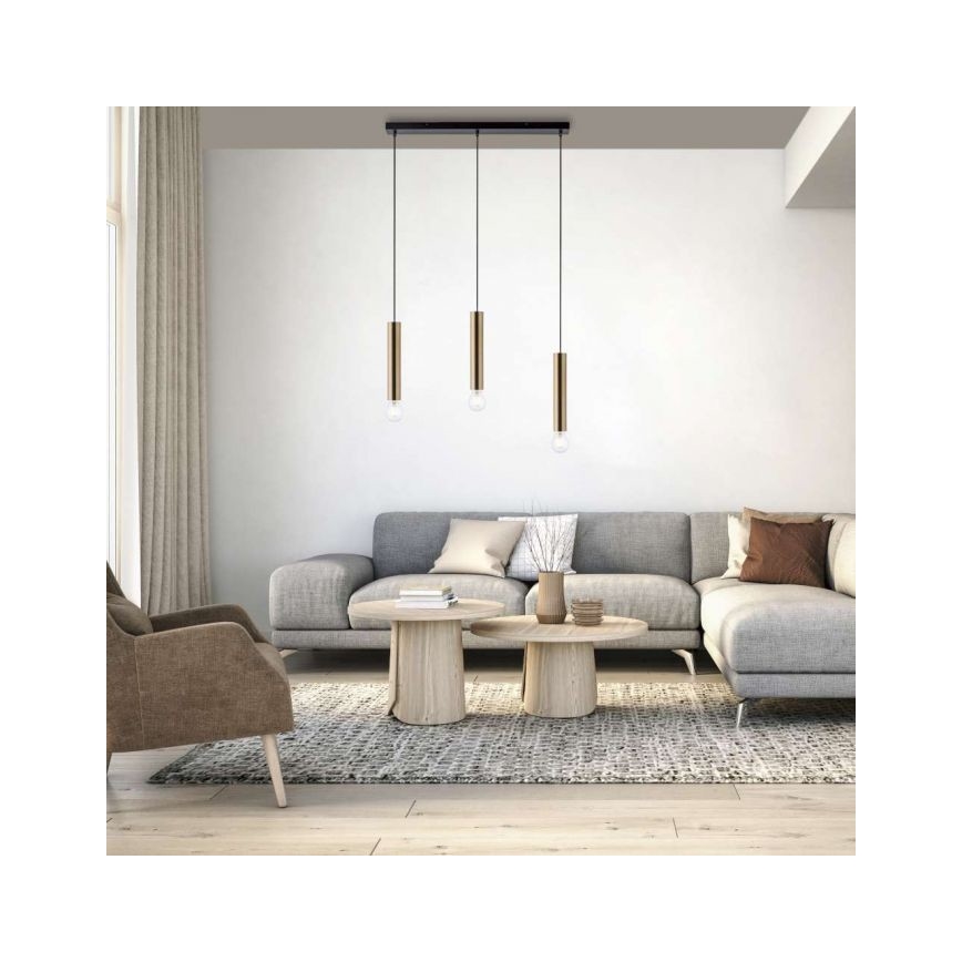 Leuchten Direkt 15618-60 - Csillár zsinóron BRUNA 3xE27/60W/230V sárgaréz