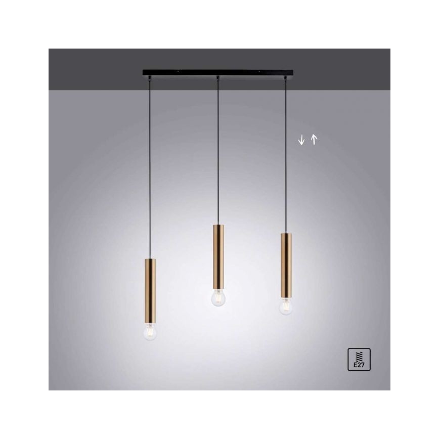 Leuchten Direkt 15618-60 - Csillár zsinóron BRUNA 3xE27/60W/230V sárgaréz