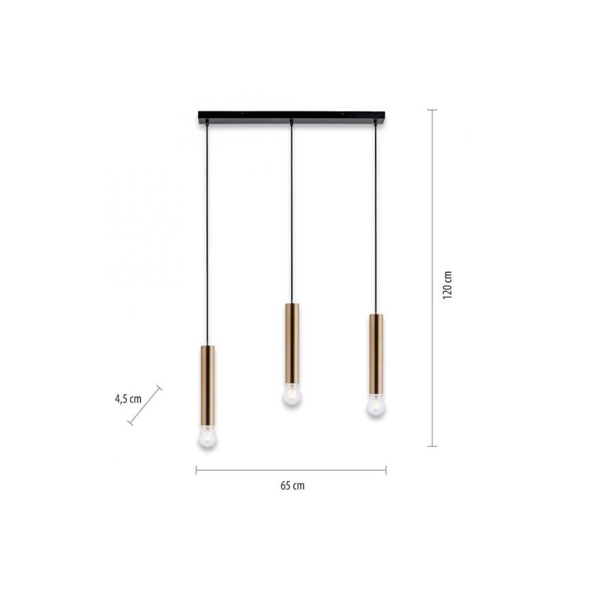 Leuchten Direkt 15618-60 - Csillár zsinóron BRUNA 3xE27/60W/230V sárgaréz