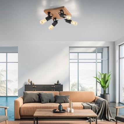 Leuchten Direkt 15634-18 - Spotlámpa CANOP 4xE27/60W/230V akác