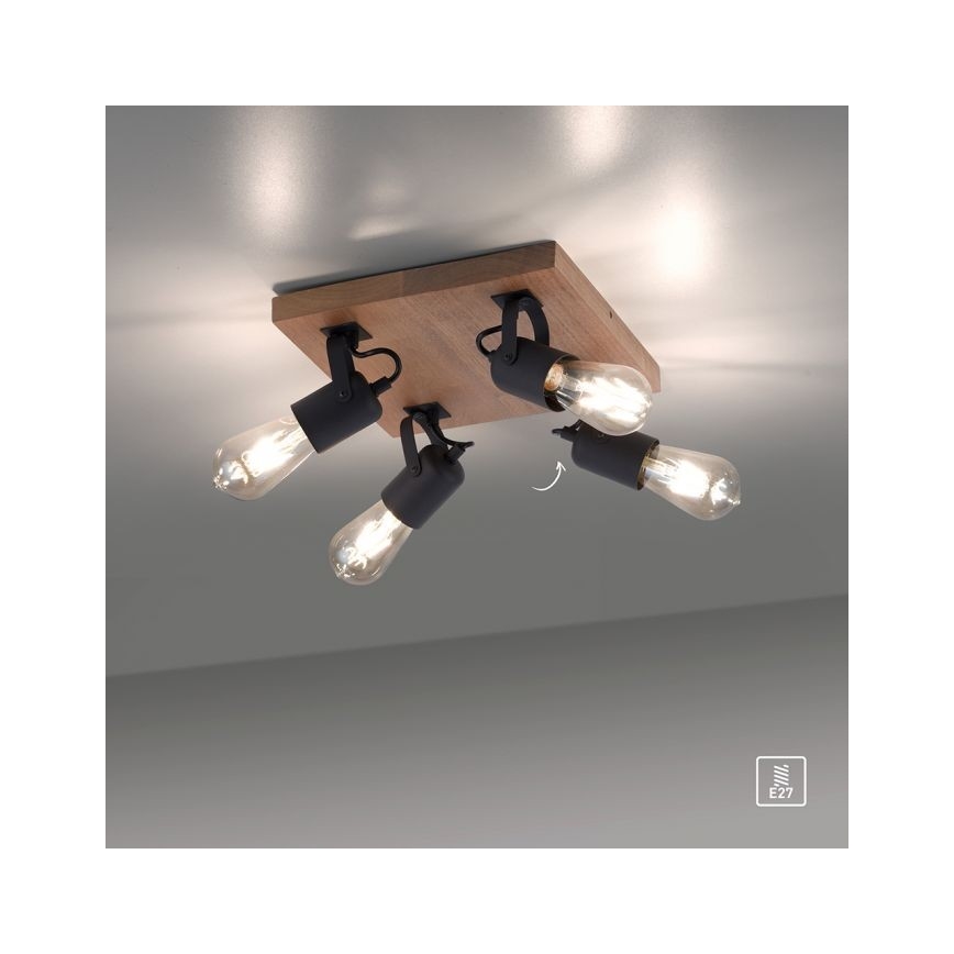 Leuchten Direkt 15634-18 - Spotlámpa CANOP 4xE27/60W/230V akác