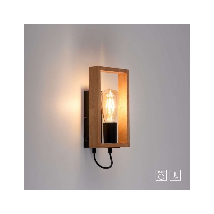 Leuchten Direkt 15654-18 - Fali lámpa FRANKY 1xE27/60W/230V akác
