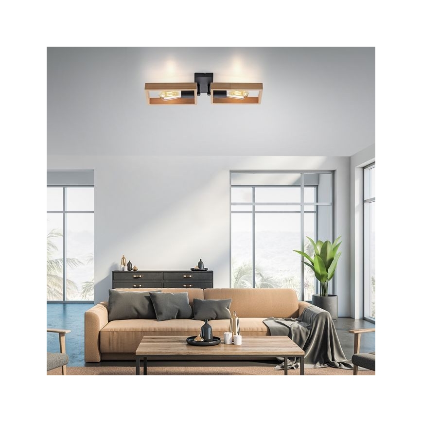 Leuchten Direkt 15657-18 - Felületre szerelhető csillár FRANKY 2xE27/60W/230V akác