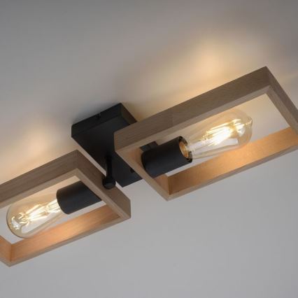 Leuchten Direkt 15657-18 - Felületre szerelhető csillár FRANKY 2xE27/60W/230V akác