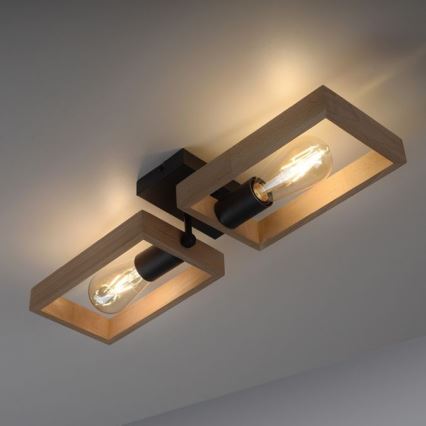 Leuchten Direkt 15657-18 - Felületre szerelhető csillár FRANKY 2xE27/60W/230V akác