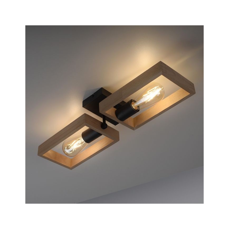 Leuchten Direkt 15657-18 - Felületre szerelhető csillár FRANKY 2xE27/60W/230V akác