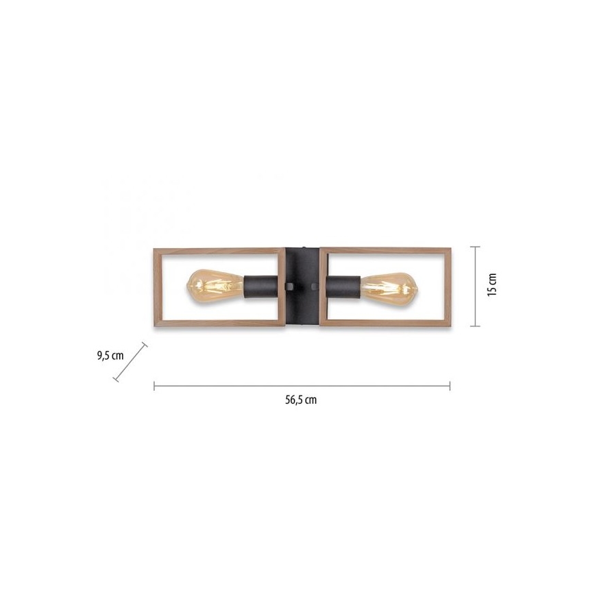 Leuchten Direkt 15657-18 - Felületre szerelhető csillár FRANKY 2xE27/60W/230V akác