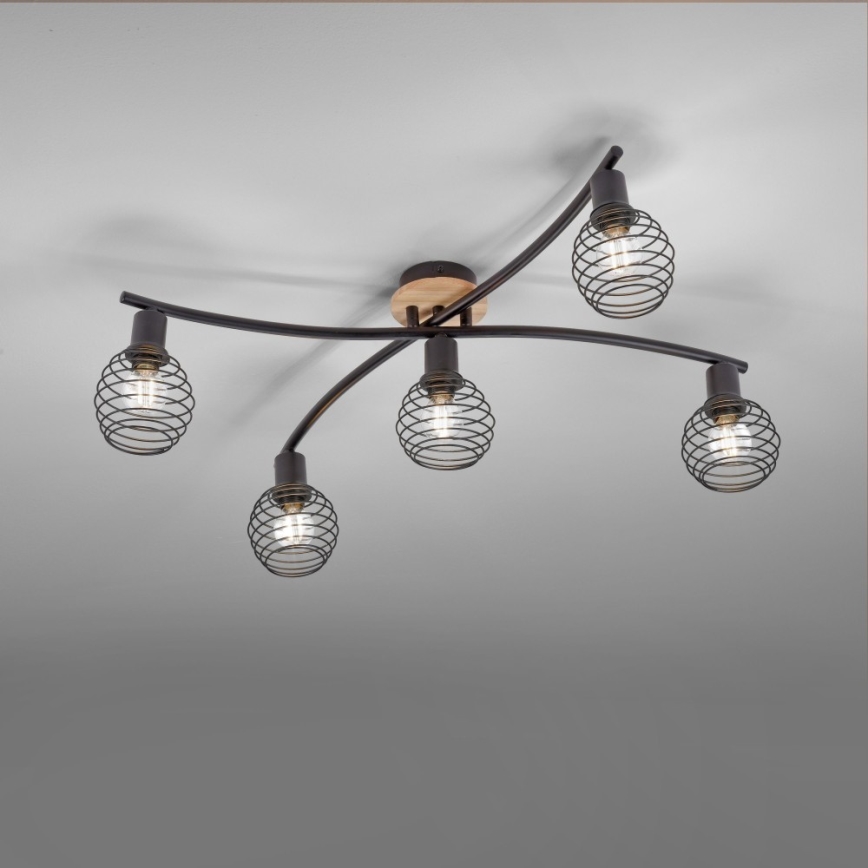 Leuchten Direkt 15925-79 - Felületre szerelhető csillár EUGEN 5xE14/40W/230V tölgy