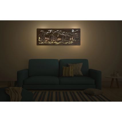 Li-Go 23524/DUB2 - Fényerőszabályozható LED fali dekoráció LED/24W/230V 130x50 cm tölgy/Hegyi kunyhó