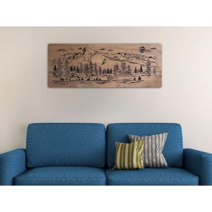 Li-Go 23524/DUB2 - Fényerőszabályozható LED fali dekoráció LED/24W/230V 130x50 cm tölgy/Hegyi kunyhó